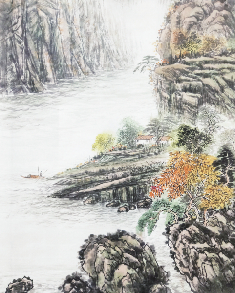 湖山春色（国画）(图1)